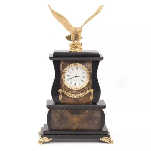 Часы "Орел" агат бронза 150х75х250 мм 1850 гр.
