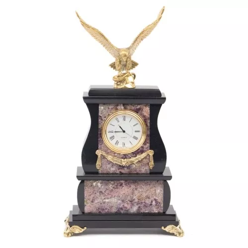 Часы "Орел" флюорит бронза 150х75х250 мм 1850 гр.